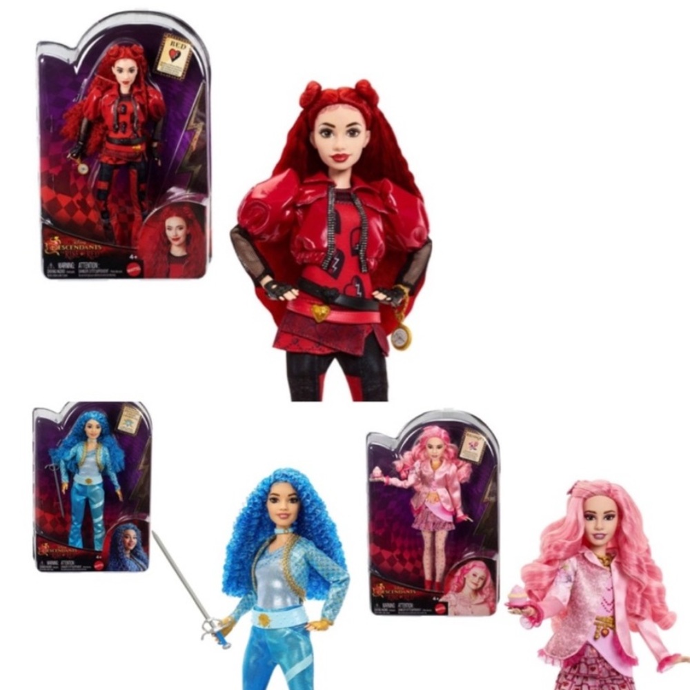 Disney descendants Rise of the Red 3 Doll bundle ; Red , Chloe and Bridget